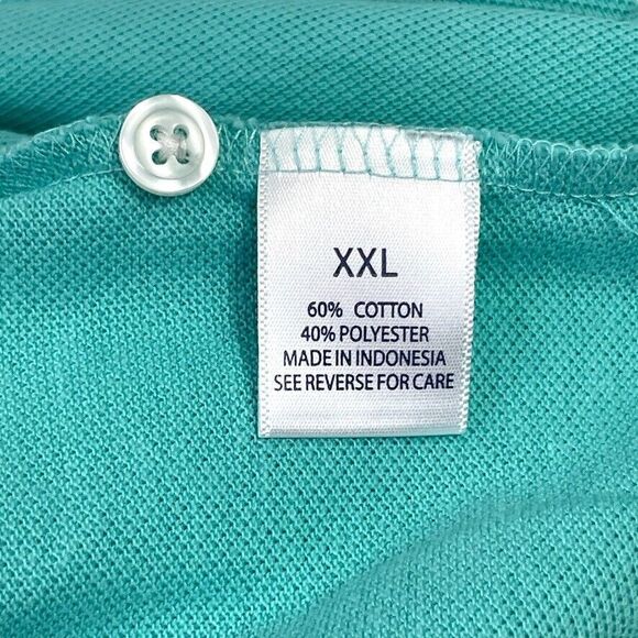 Windham Pointe Mens Aqua 3 Button Pocket Cotton Blend Polo Shirt Size XXL - Picture 8 of 9
